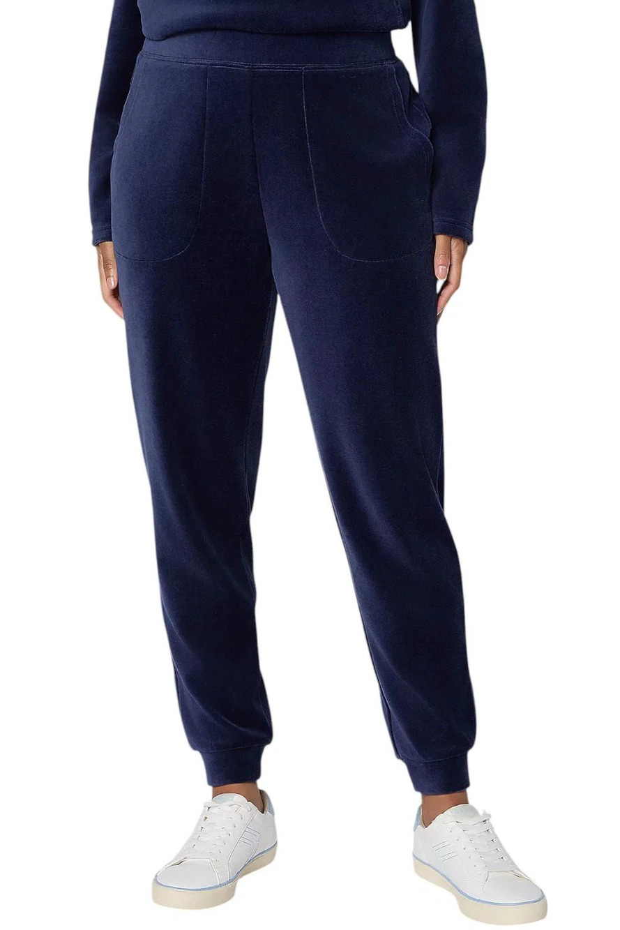 Denim & Co. Women's Active Velour Ankle Joggers Navy - Plus